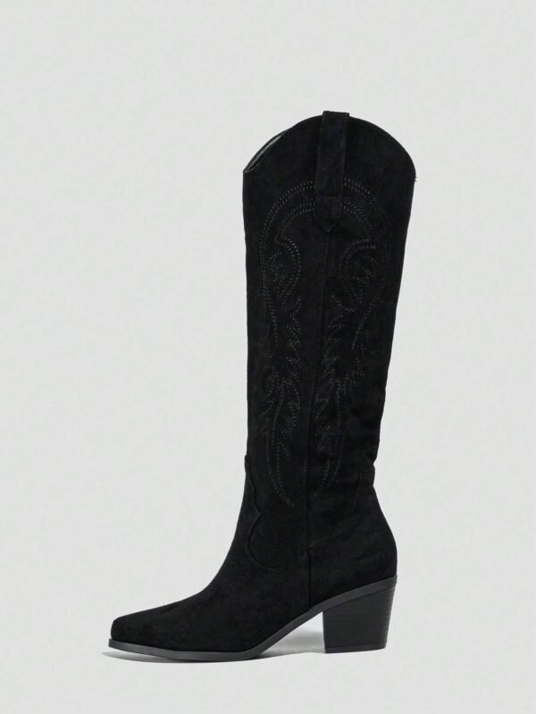 Bottes mode talon moyen broderie western – Image 5