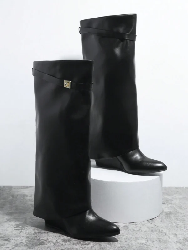 SHUZIA Bottes talons compensés pointe pointue – Image 3