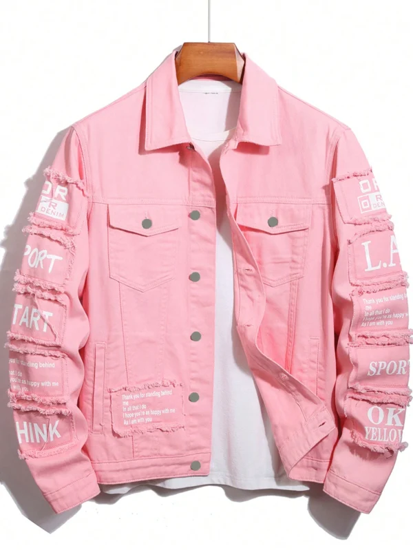 Manfinity EMRG Veste rabat slogan graphique rose