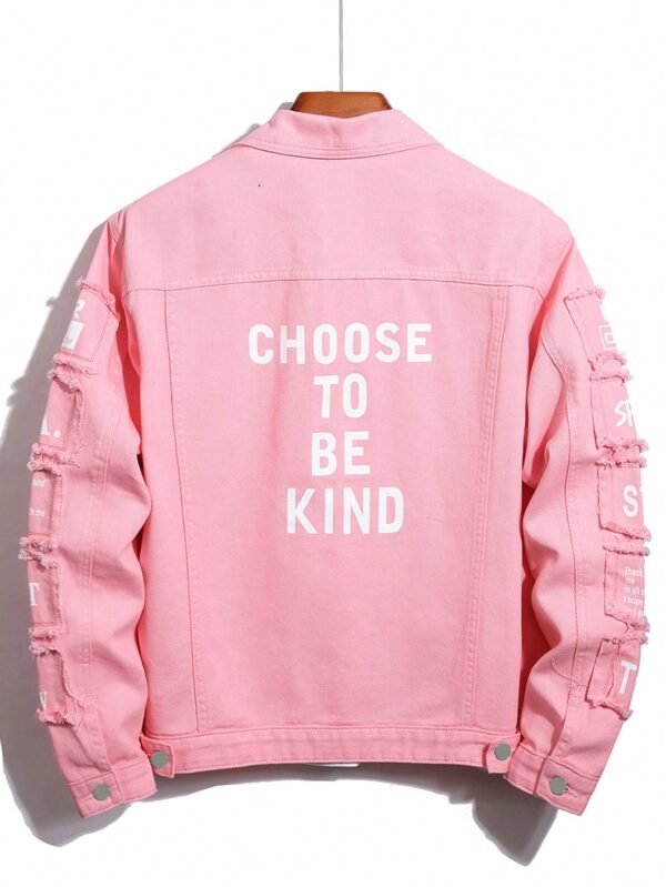 Manfinity EMRG Veste rabat slogan graphique rose – Image 2