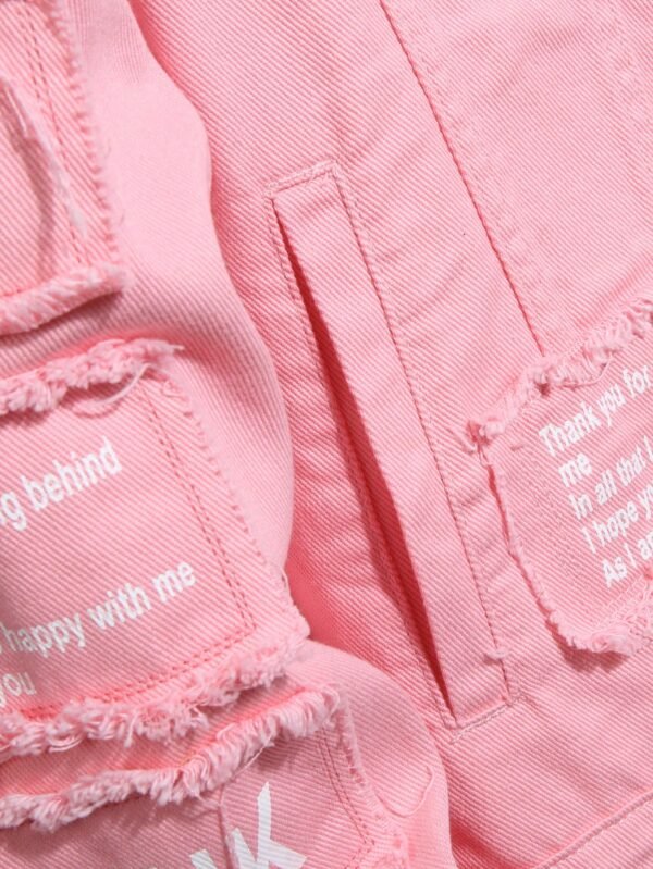 Manfinity EMRG Veste rabat slogan graphique rose – Image 3