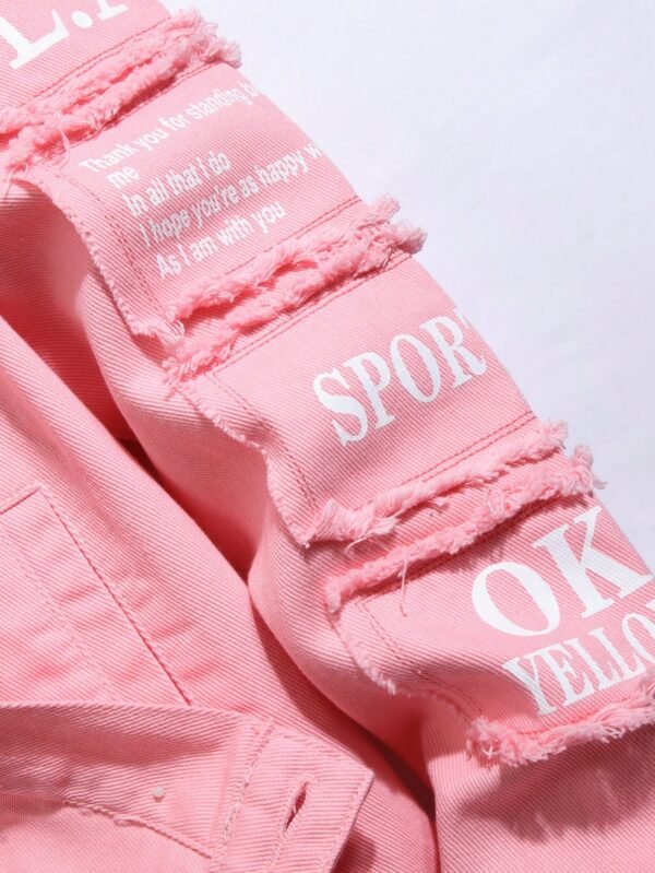 Manfinity EMRG Veste rabat slogan graphique rose – Image 4