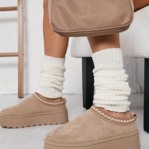 SHUZIA Bottes à bout rond courtes beige
