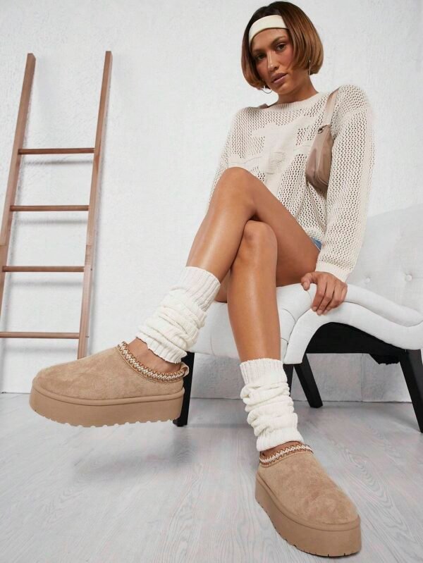SHUZIA Bottes à bout rond courtes beige – Image 2