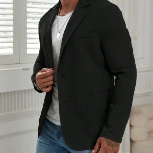Manfinity Veste costume col cranté boutonnage simple