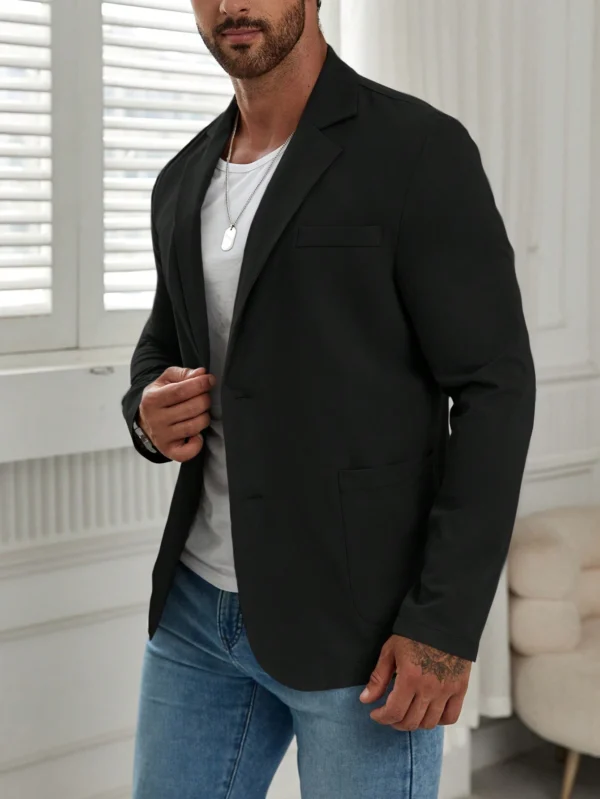Manfinity Veste costume col cranté boutonnage simple