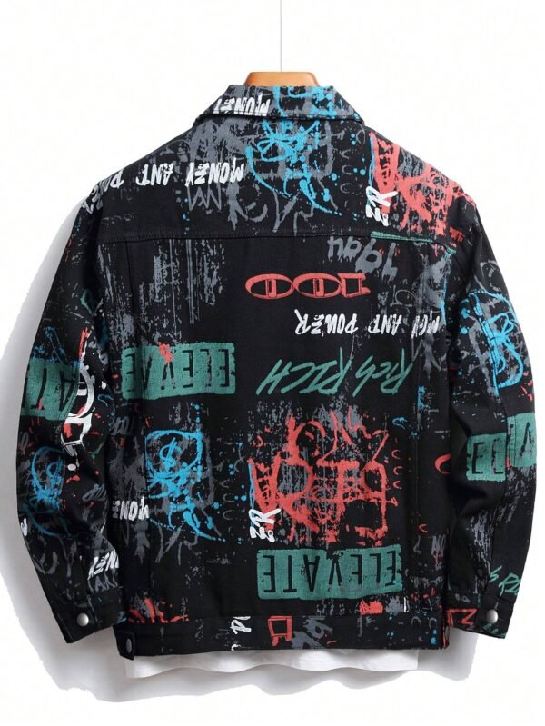 Manfinity EMRG Veste jean ample impression lettre – Image 2