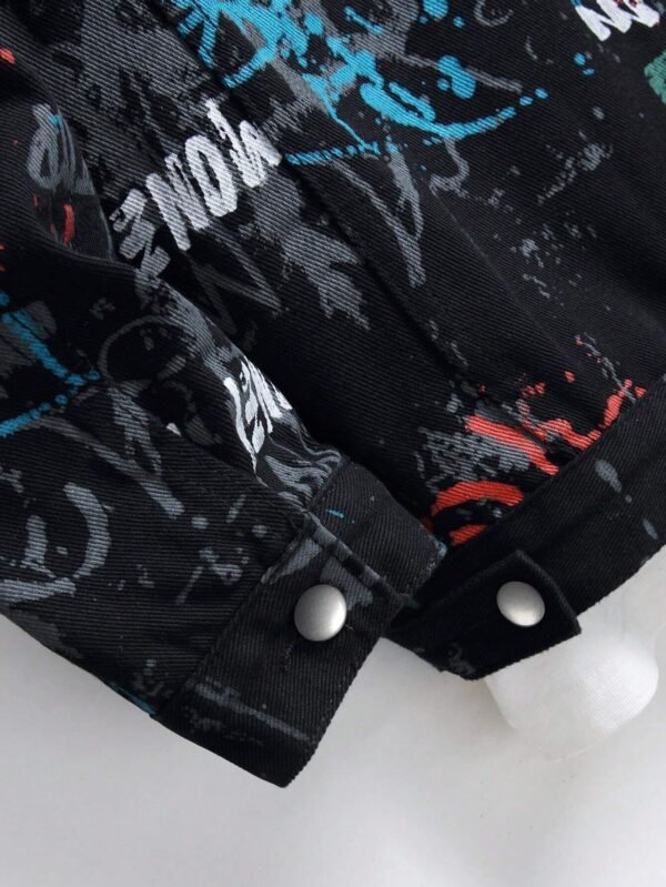 Manfinity EMRG Veste jean ample impression lettre – Image 3