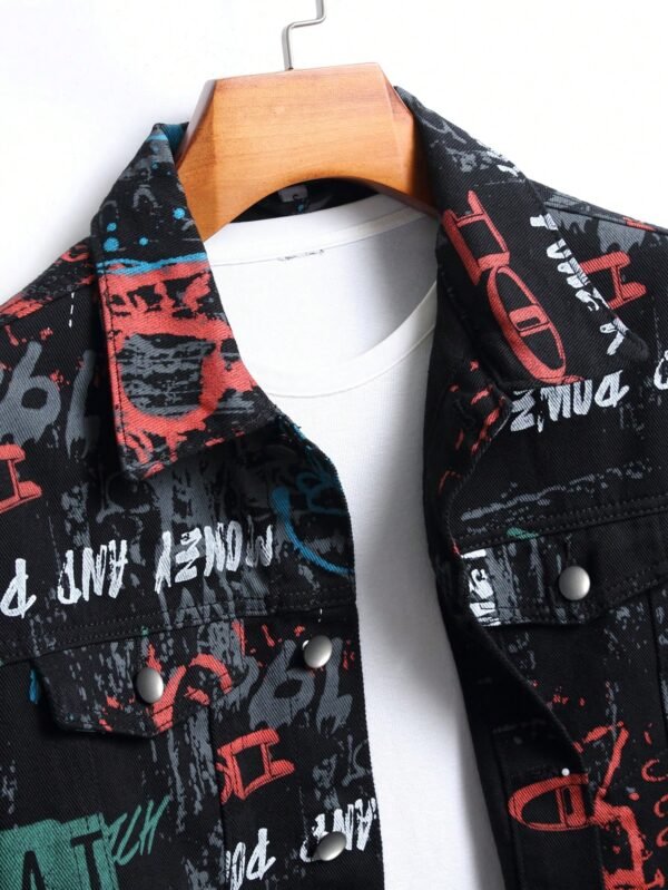 Manfinity EMRG Veste jean ample impression lettre – Image 4