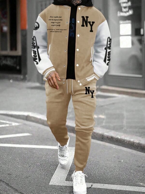 Manfinity Veste baseball rayée et pantalon