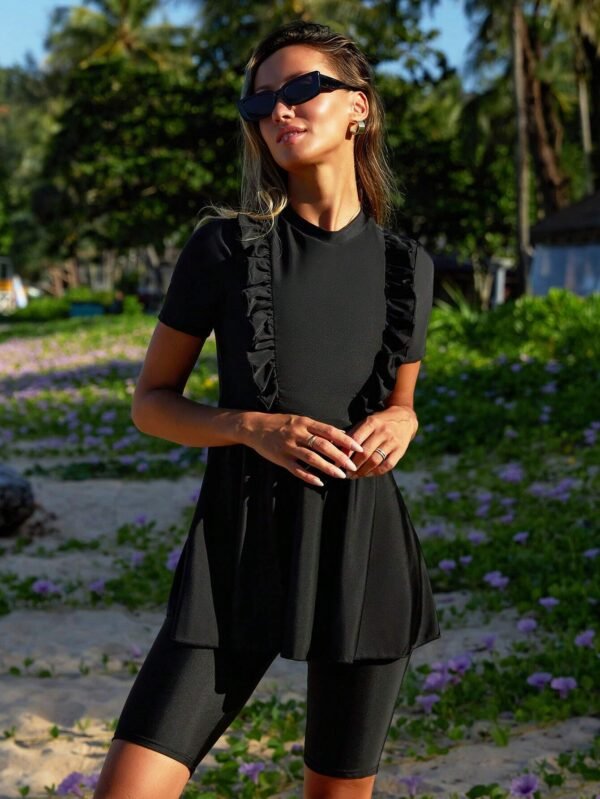 Swim Shayni Débardeur volants shorts noir – Image 3
