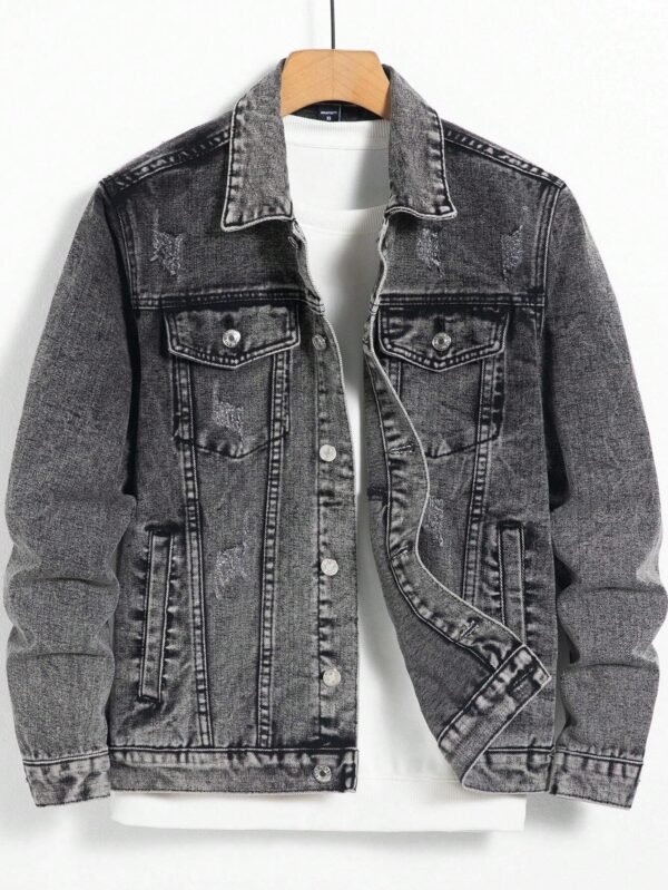Manfinity EMRG Veste jean délavé manches longues