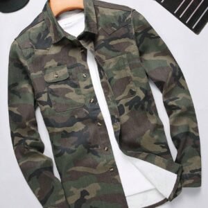 Manfinity RivetRise Chemise jean manches camouflage