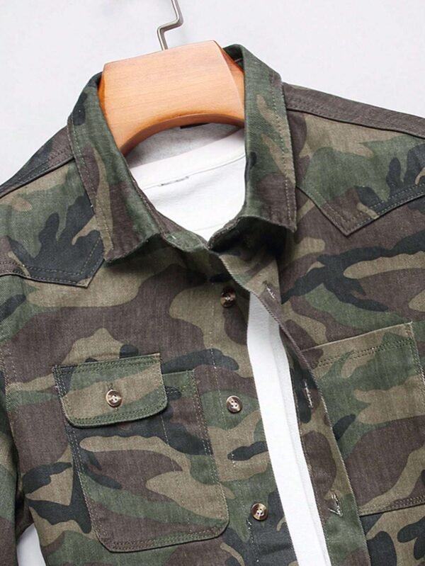 Manfinity RivetRise Chemise jean manches camouflage – Image 5