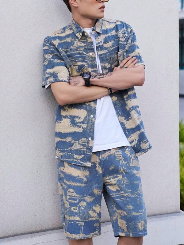 Manfinity EMRG Chemise denim manches courtes camouflage – Image 3