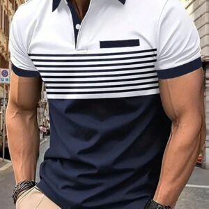 Manfinity Polo rayures blocs couleurs