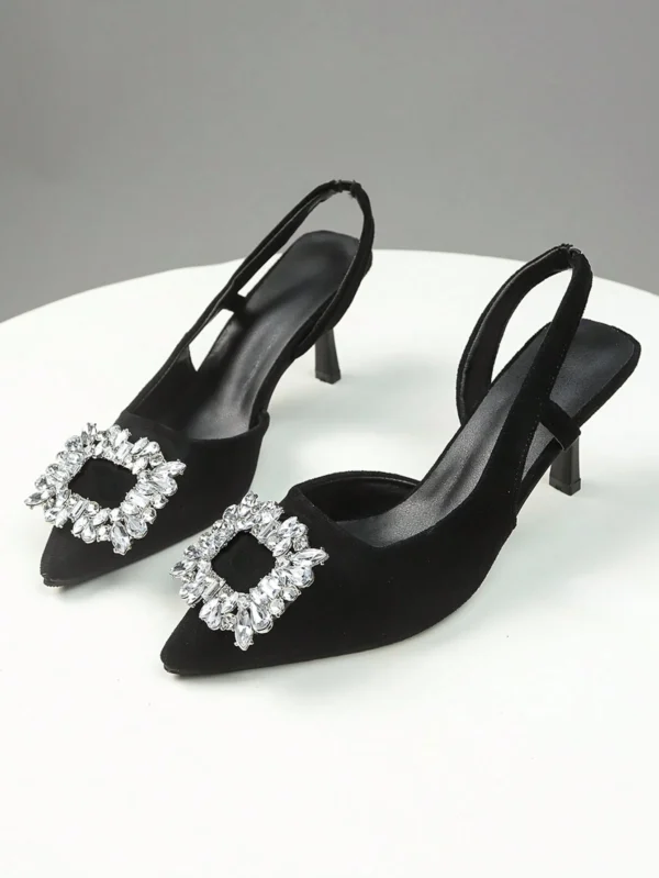 Chaussures mariée talons hauts boucle cristal – Image 3