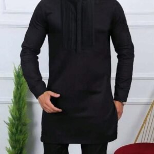 Manfinity Chemise noire col montant manches longues