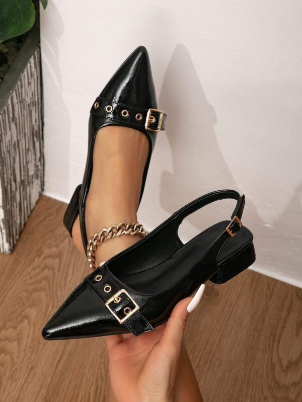 Sandales noires boucles bout pointu – Image 2