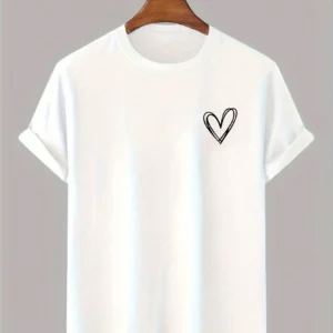 T-shirt manches courtes imprimé cœur