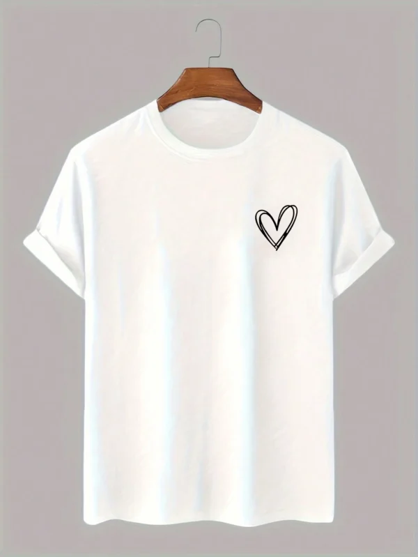T-shirt manches courtes imprimé cœur