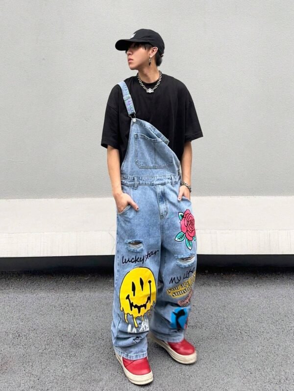 Manfinity EMRG Salopette jean imprimée