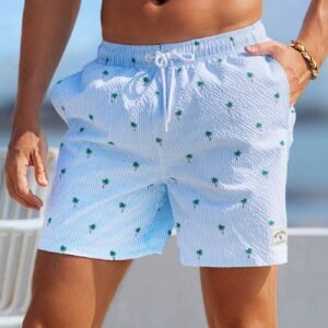 Manfinity Swimmode Shorts palmiers rayures