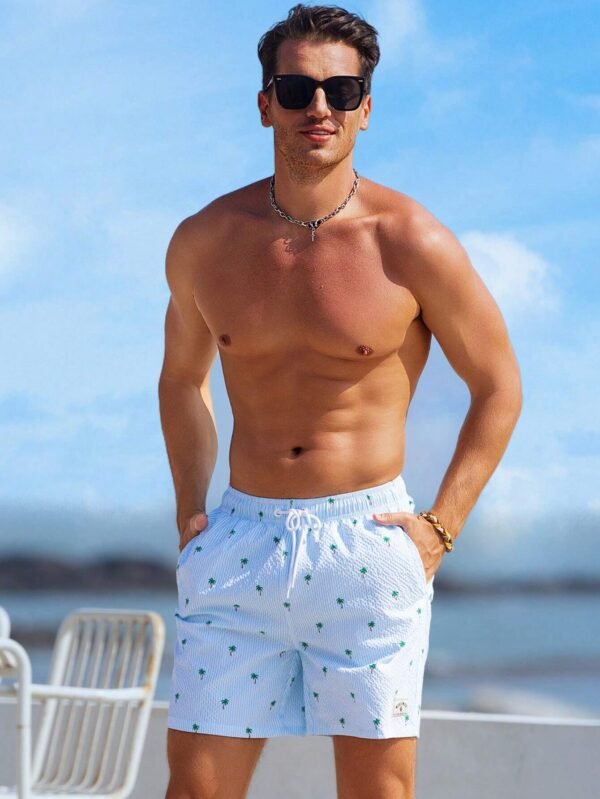 Manfinity Swimmode Shorts palmiers rayures – Image 3