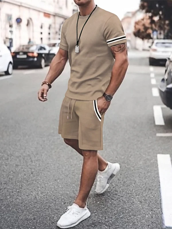 Manfinity Ensemble t-shirt bande contrastante short