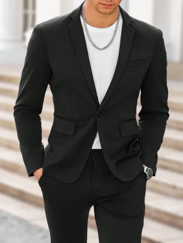 Manfinity Blazer col châle unicolore – Image 3