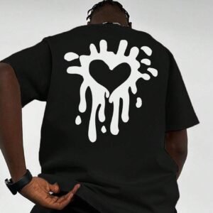 T-shirt manches courtes imprimé cœur