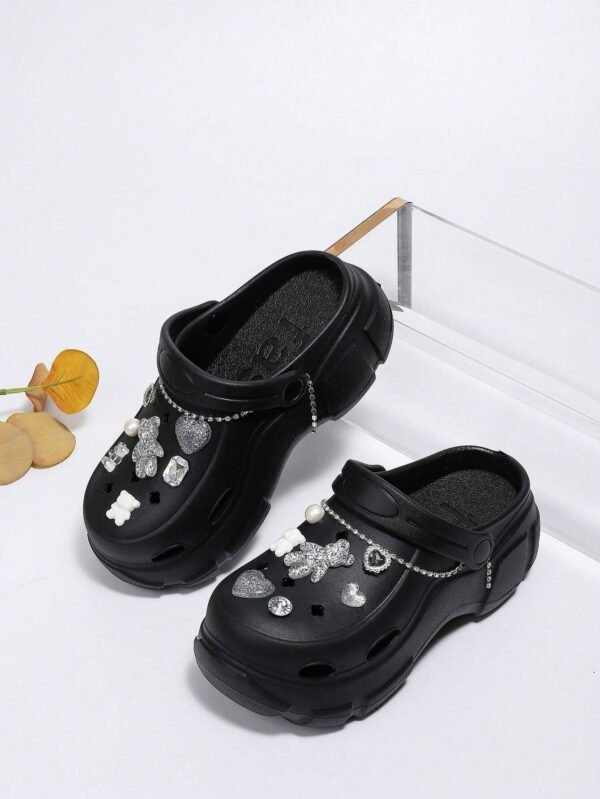 Sandales noires talons hauts strass – Image 4