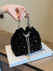 Sac seau mini strass perles