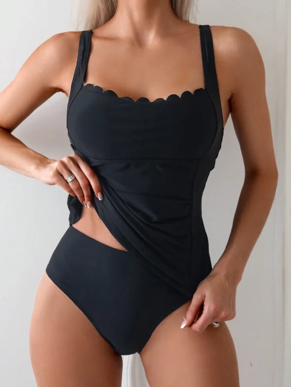 SHEIN Swim Tankini festonné drapé