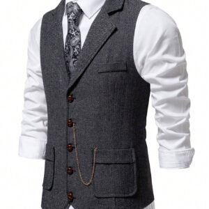Gilet tweed laine à chevrons