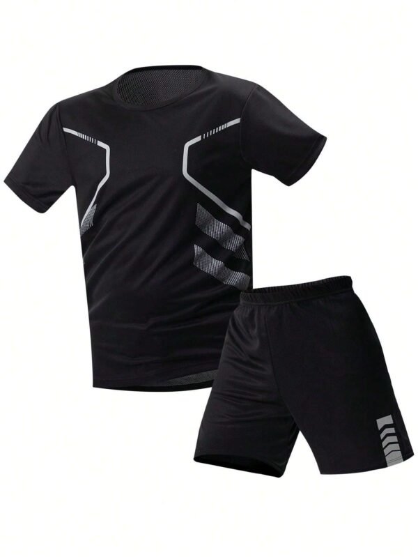 Ensemble t-shirt col rond short sport été – Image 2