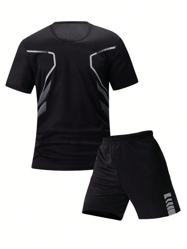 Ensemble t-shirt col rond short sport été – Image 3