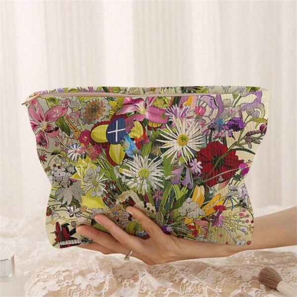 Sac maquillage fleurs velours – Image 9