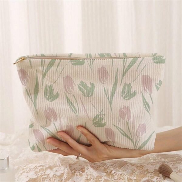 Sac maquillage fleurs velours – Image 13