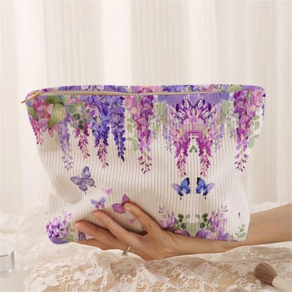 Sac maquillage fleurs velours – Image 23