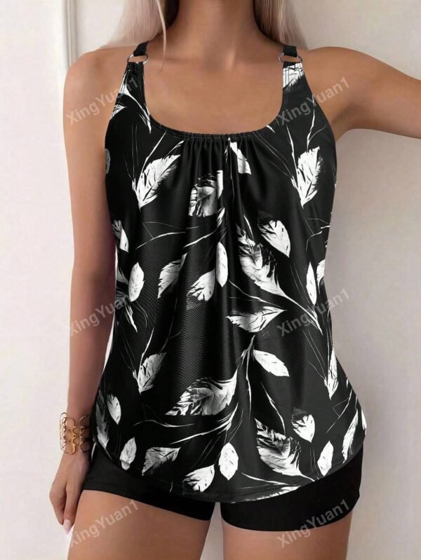 Tankini motif feuille bas assorti – Image 2