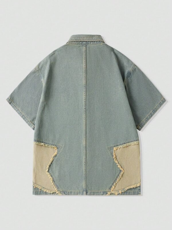 ROMWE Street Life Chemise jean empiècement étoile – Image 2