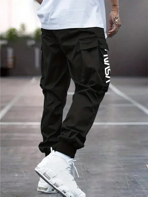 Pantalon cargo imprimé lettre avec poches – Image 3