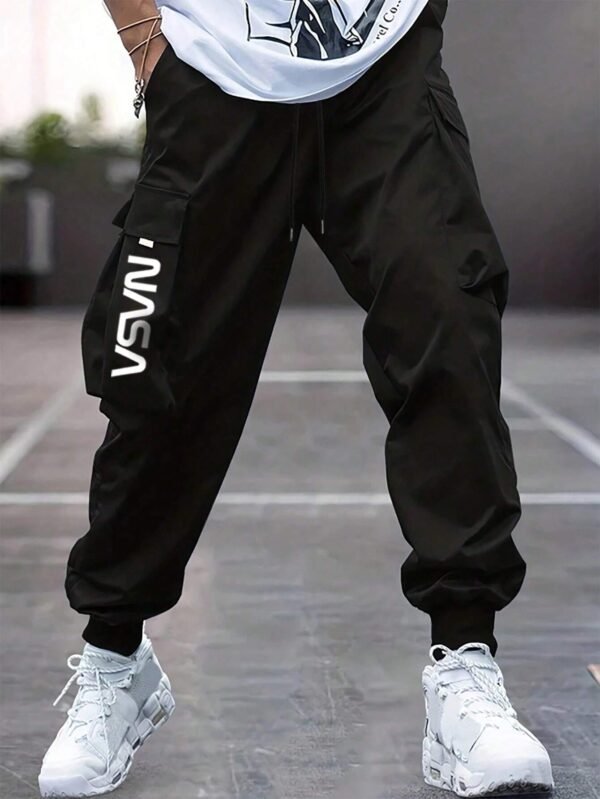 Pantalon cargo imprimé lettre avec poches – Image 2
