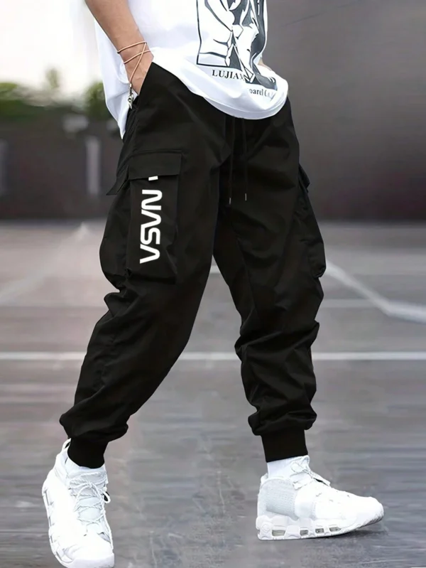 Pantalon cargo imprimé lettre avec poches