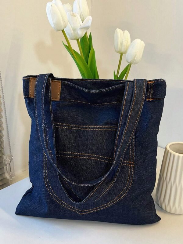Sac bandoulière denim bleu – Image 3