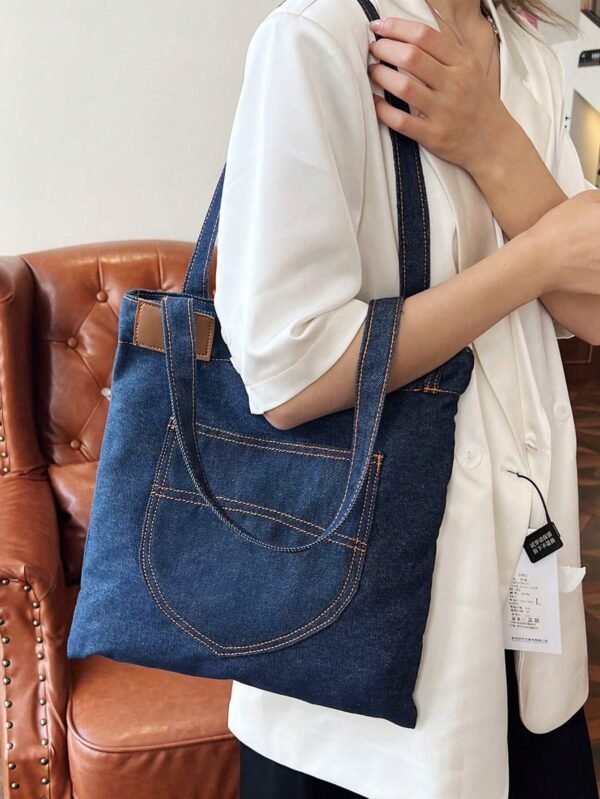 Sac bandoulière denim bleu – Image 2