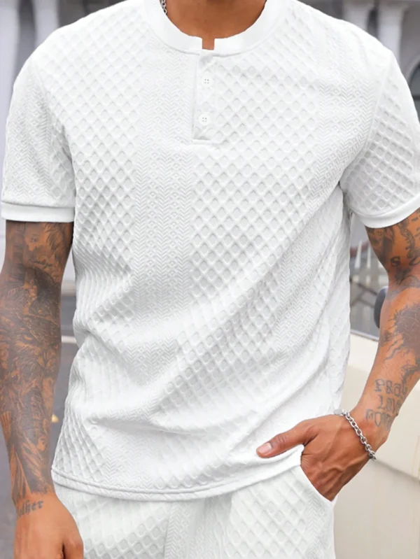 Manfinity Polo blanc texturé été – Image 3