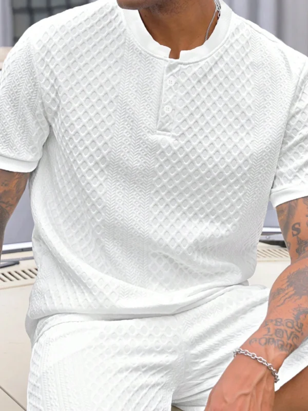 Manfinity Polo blanc texturé été