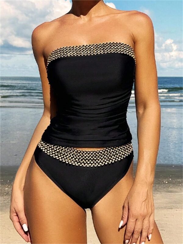 SHEIN Swim Tankini bandeau épissé – Image 3